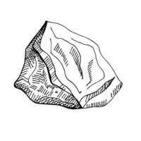 Hand drawn illustration Ambergris on isolated background. Engraved sketch with Amber waxy substance for homeopathy, medicine, aroma. Design for sign, print, wrapping, logo, card vector
