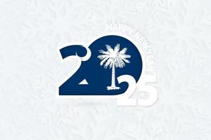 New Year 2025 for South Carolina on snowflake background. vector