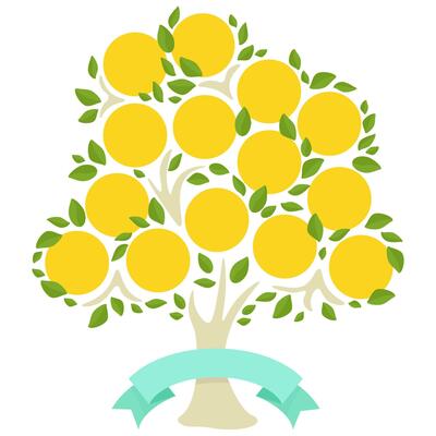 Genealogical family tree with blank spaces for writing names of family members