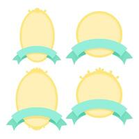 Elegant oval photo frames with ribbon for writing name vector