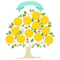 Green genealogical family tree with blank labels and leaves vector