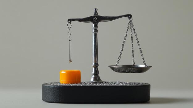 A candle on a scale with a candle on top photo