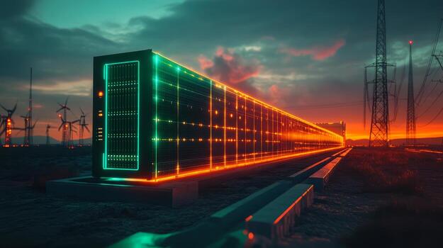 A large computer tower with neon lights photo