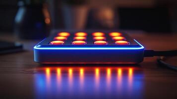 A small box with red and blue lights on it photo