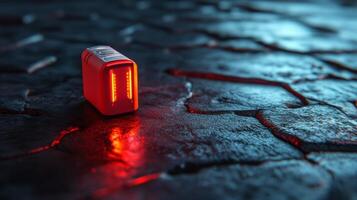 A red light is on a black surface photo