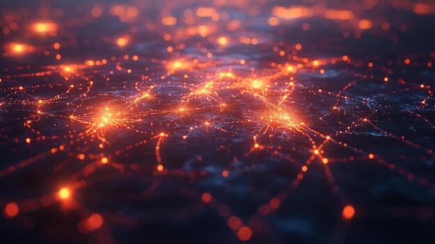 An abstract image of a network of lights photo