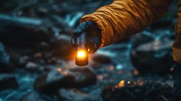 A person holding a flashlight in their hand photo