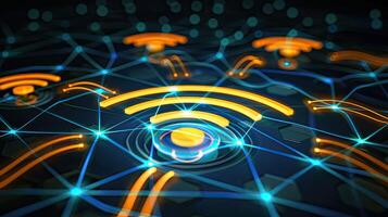 A network of wifi signals with glowing lights photo
