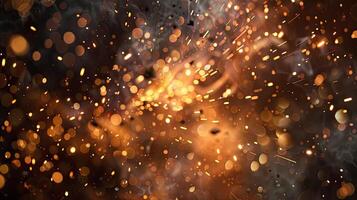 A close up of a fire explosion with sparks photo
