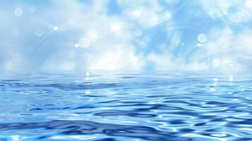 Water surface with bubbles and clouds in the background photo