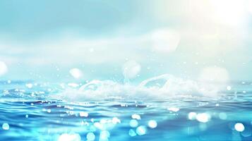 Water splash with sun rays and bokeh effect photo