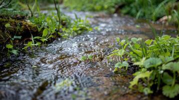 A stream of water running through a forest photo