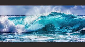 A large wave breaking on the ocean photo