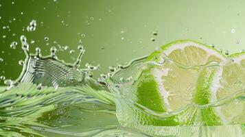 Lime slice in water splash photo