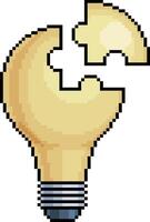 Pixel art light bulb puzzle in 8-bit style, idea and creativity concept vector