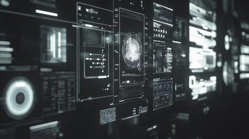 A black and white image of a computer screen photo