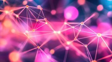 A network of dots and lines on a dark background photo