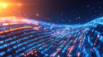 Digital data abstract background with glowing light photo
