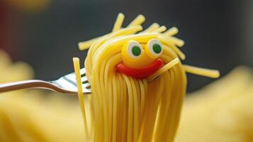 A fork with spaghetti on it photo