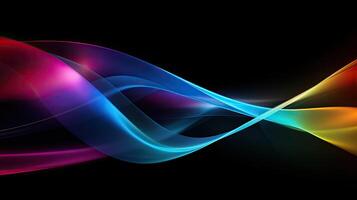 A colorful wave of light on a black background photo