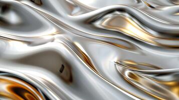 3D flowing shapes with a metallic glossy finish photo