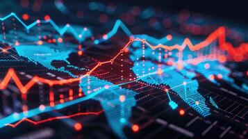 Market analysis with a digital globe and interconnected data points photo