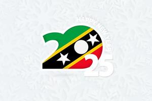 New Year 2025 for Saint Kitts and Nevis on snowflake background. vector