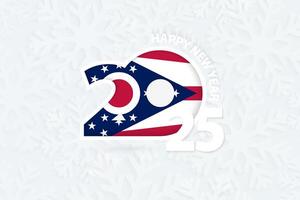 New Year 2025 for Ohio on snowflake background. vector