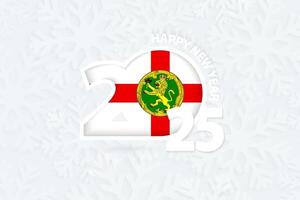 New Year 2025 for Alderney on snowflake background. vector