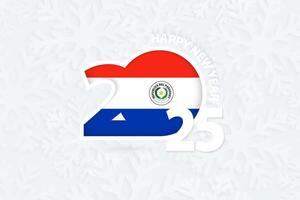 New Year 2025 for Paraguay on snowflake background. vector