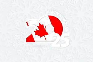 New Year 2025 for Canada on snowflake background. vector