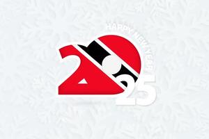 New Year 2025 for Trinidad and Tobago on snowflake background. vector