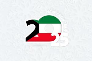 New Year 2025 for Kuwait on snowflake background. vector