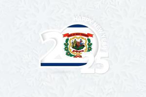 New Year 2025 for West Virginia on snowflake background. vector