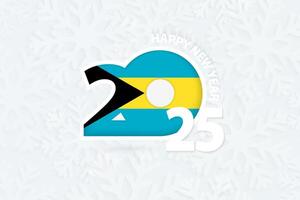 New Year 2025 for The Bahamas on snowflake background. vector