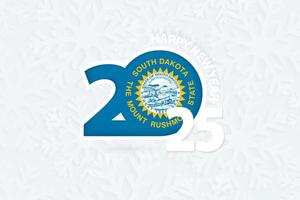 New Year 2025 for South Dakota on snowflake background. vector