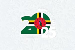 New Year 2025 for Dominica on snowflake background. vector