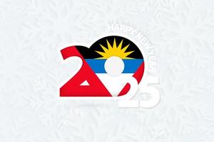 New Year 2025 for Antigua and Barbuda on snowflake background. vector