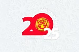 New Year 2025 for Kyrgyzstan on snowflake background. vector