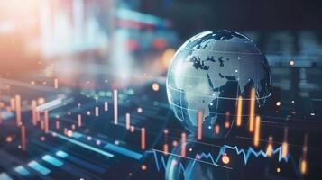 Market analysis with a digital globe and interconnected data points photo