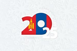 New Year 2025 for Mongolia on snowflake background. vector