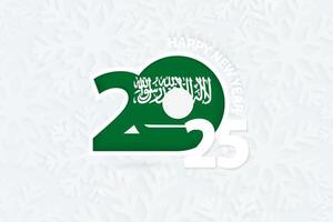 New Year 2025 for Saudi Arabia on snowflake background. vector