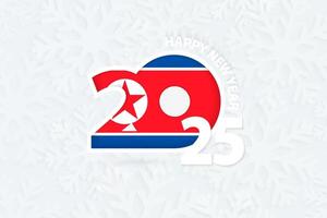 New Year 2025 for North Korea on snowflake background. vector