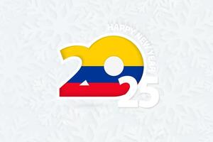 New Year 2025 for Colombia on snowflake background. vector
