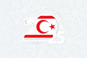 New Year 2025 for Northern Cyprus on snowflake background. vector