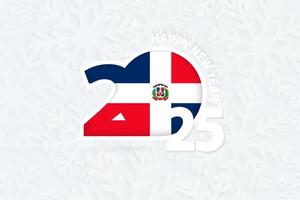 New Year 2025 for Dominican Republic on snowflake background. vector