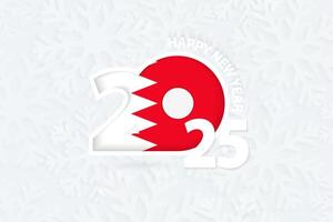 New Year 2025 for Bahrain on snowflake background. vector