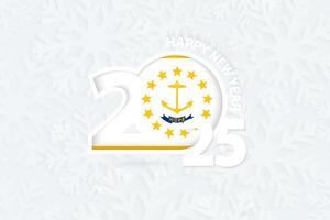 New Year 2025 for Rhode Island on snowflake background. vector