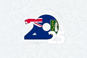 New Year 2025 for British Virgin Islands on snowflake background. vector