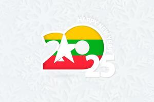 New Year 2025 for Myanmar on snowflake background. vector